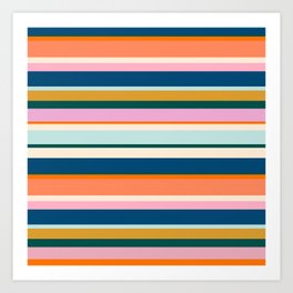 Fresh Summer Colorful Striped Pattern Art Print