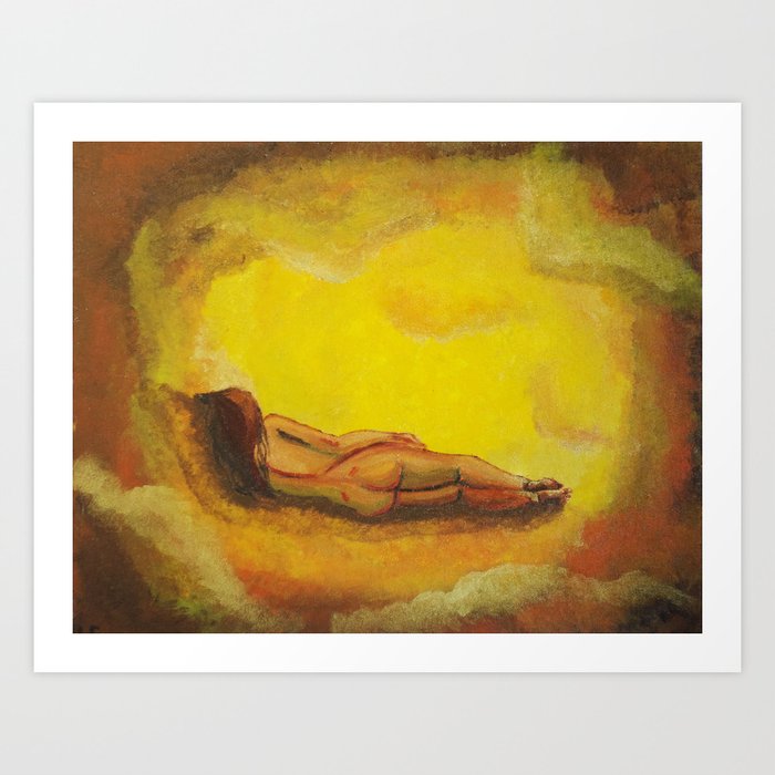Laying on Golden Clouds Art Print
