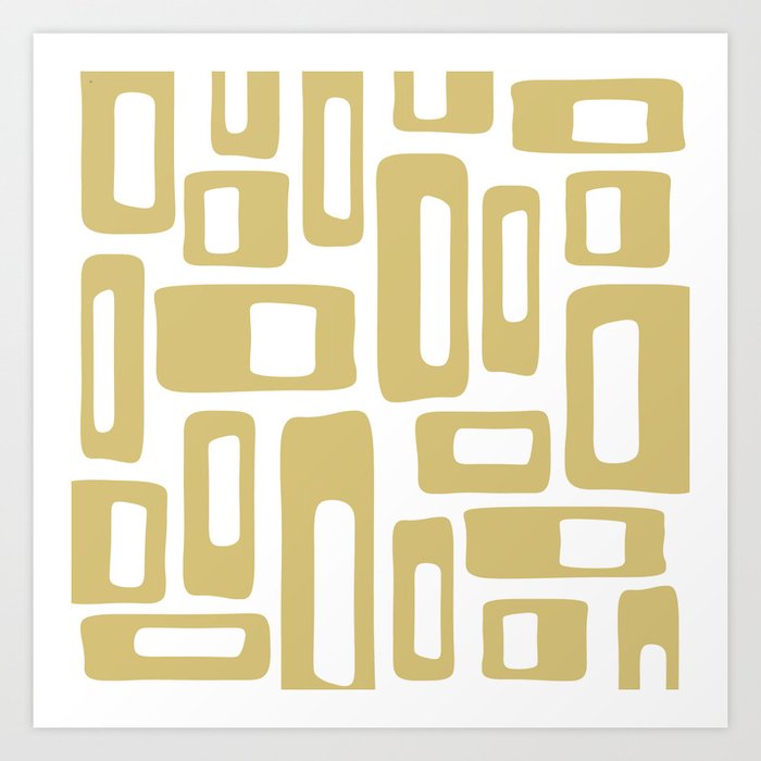 Retro Mid Century Modern Abstract Pattern 336 Gold Art Print