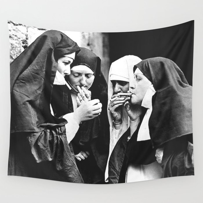 Smoking Nuns Wall Tapestry