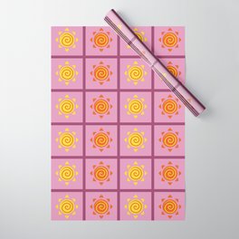 purple checked sun pattern Wrapping Paper