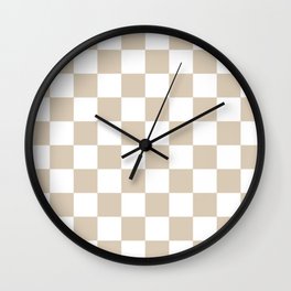Brown, Beige: Checkered Pattern Wall Clock | Khaki, Color, Palette, Chequered, Decor, Pattern, Interior, Light, Chequer, Beige 