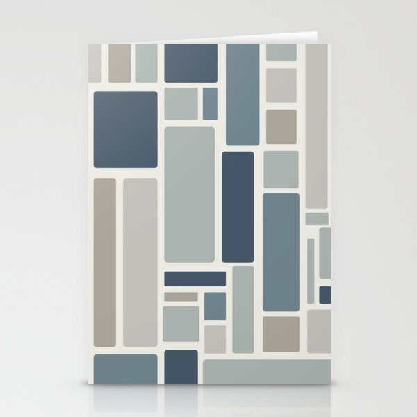 Modulus Minimalist Geometric Retro Modern Pattern in Neutral Blue Grey Tones Stationery Cards