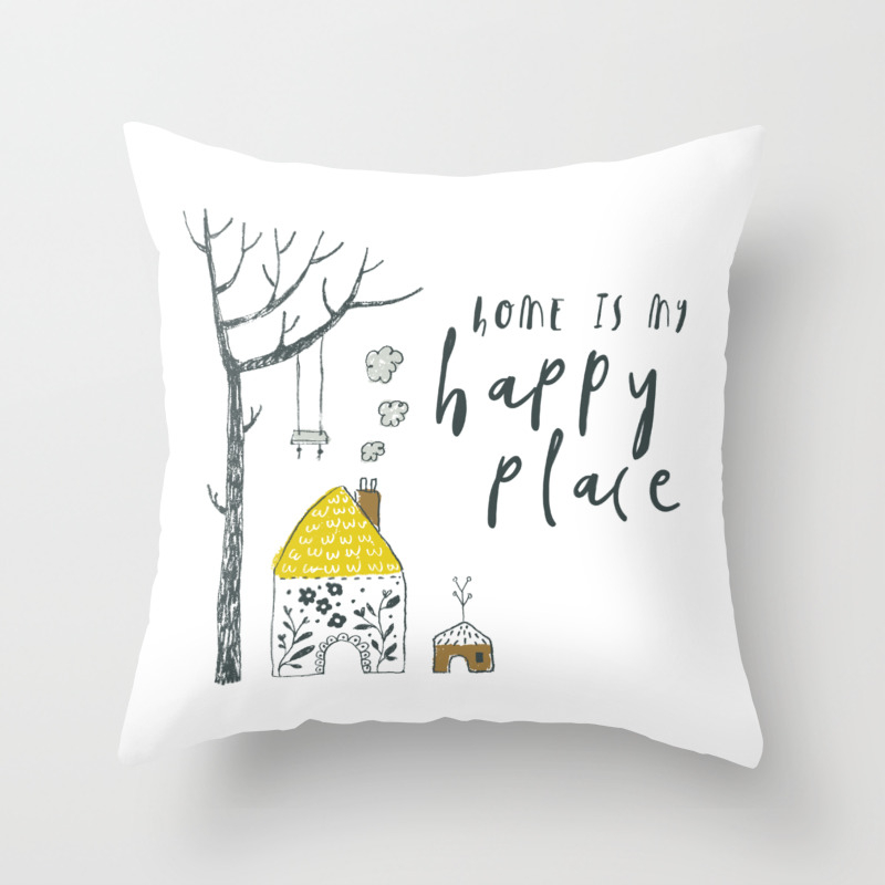 Home Is My Happy Place Whimsical Scandinavian Style Illustration
