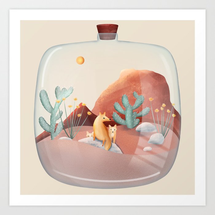 Desert Fox Terrarium Art Print