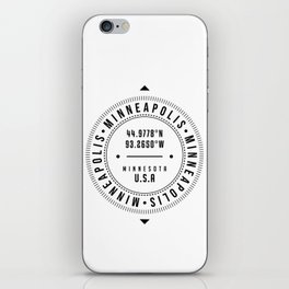 Minneapolis, Minnesota, USA - 1 - City Coordinates Typography Print - Classic, Minimal iPhone Skin