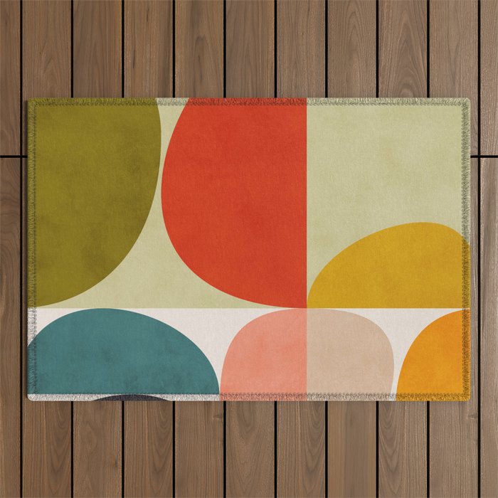 shapes of mid century geometry art Outdoor Rug