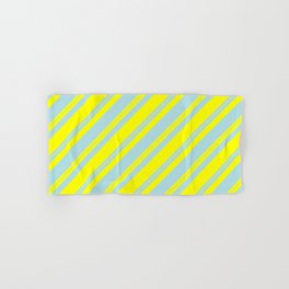 [ Thumbnail: Powder Blue and Yellow Colored Lined Pattern Hand & Bath Towel ]
