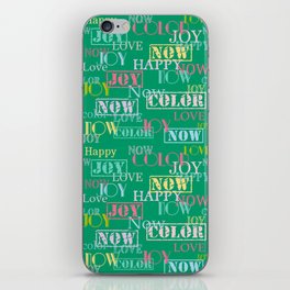 Enjoy The Colors - Colorful typography modern abstract pattern on green color background  iPhone Skin