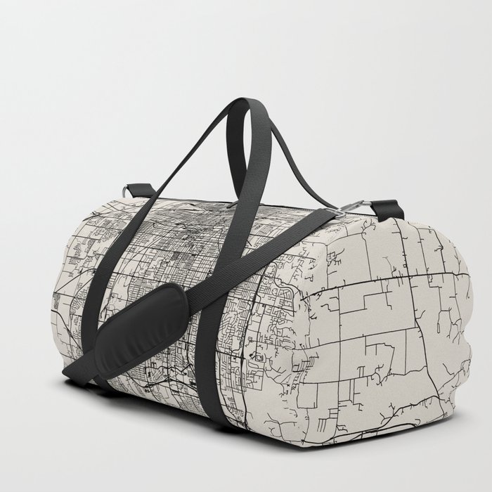Springfield, Missouri - USA - Black and White Minimal City Map Duffle Bag