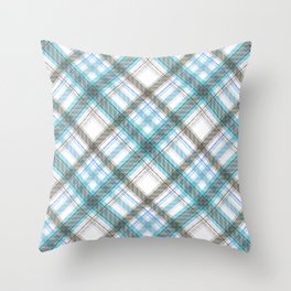 Light blue and white tartan. Throw Pillow