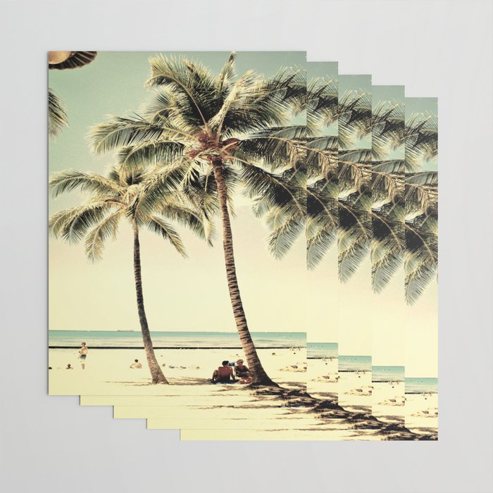 Retro Vintage Palm Tree with Hawaii Summer Sea Beach Wrapping