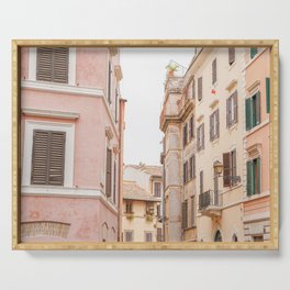 Pastel Color Streets in Rome Photo | Italian City Architecture Art Print | Italy Travel Photography Serving Tray