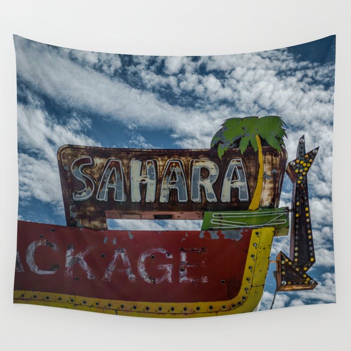 Vintage Sahara Lounge Neon Sign Route 66 Santa Rosa New Mexico Wall Tapestry