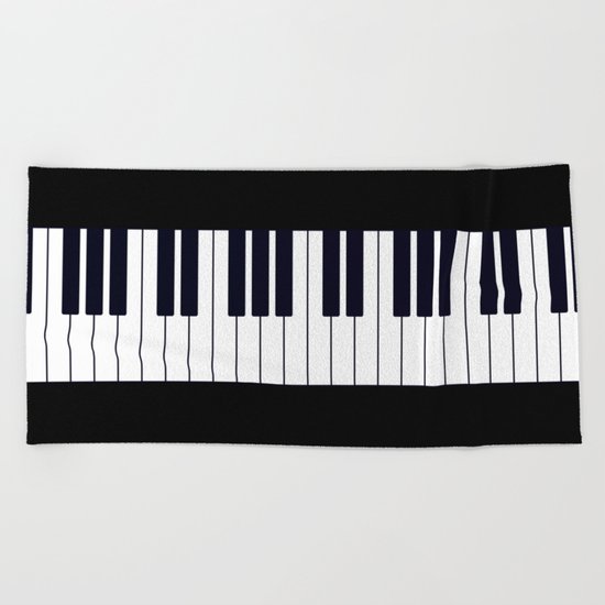 Piano Keys - Black and white simple piano keys pattern minimalistic music themed artwork Beach Towel