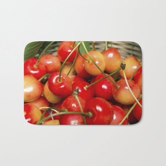 Cherries in a Basket Close Up Bath Mat