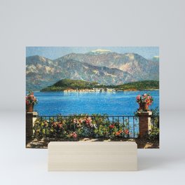 Lake Maggiore, View of Isola Bella Borromean Island landscape painting by Angelo Morbelli Mini Art Print