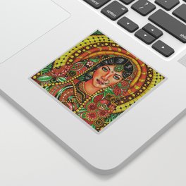 Beautiful indian woman portrait in zen style Sticker
