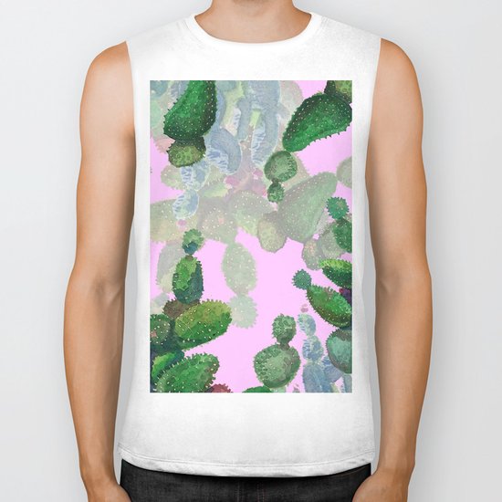 cactus pink back Biker Tank