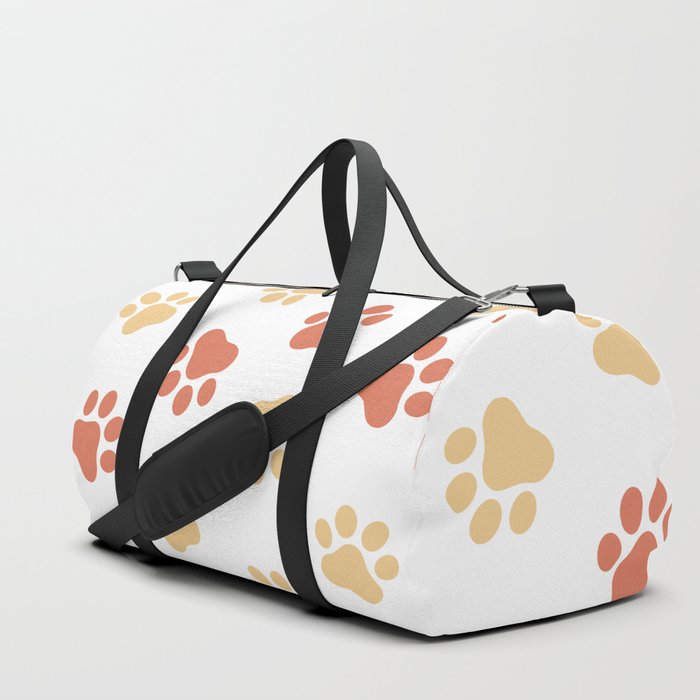 Cute Dog & Cat Paws Pet Lover Print Seamless Pattern Duffle Bag