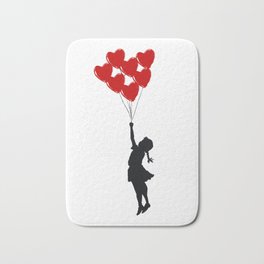 Girl With Heart Balloons Bath Mat | Balloon, Drawing, Escape, Israel, Heart, Hearts, Freedom, Funny, Israelipalestine, Valentine 