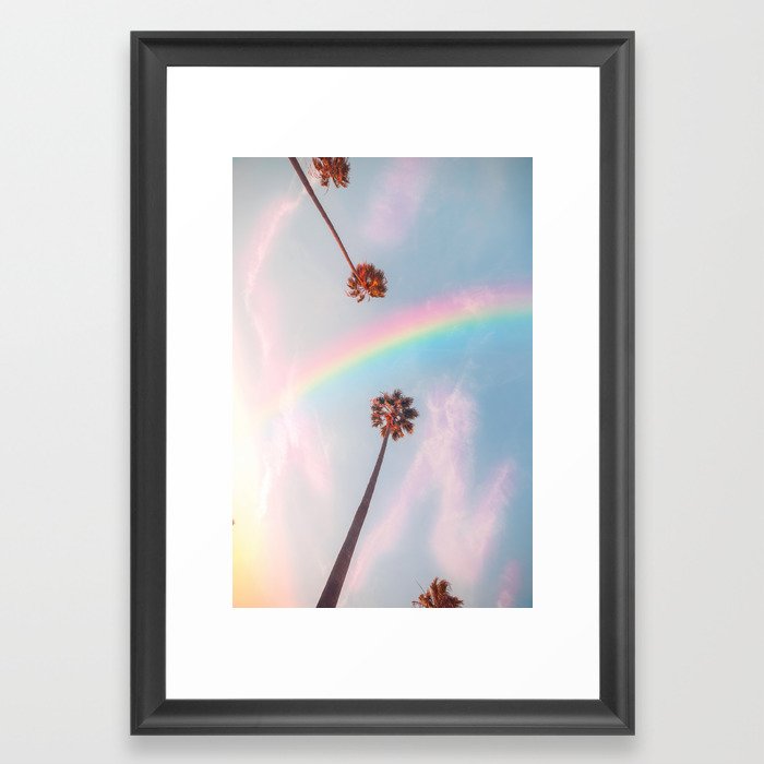 Somewhere Over the Rainbow & Palm Trees Framed Art Print