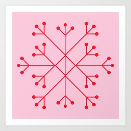 Mod Snowflake Pink & Red Art Print
