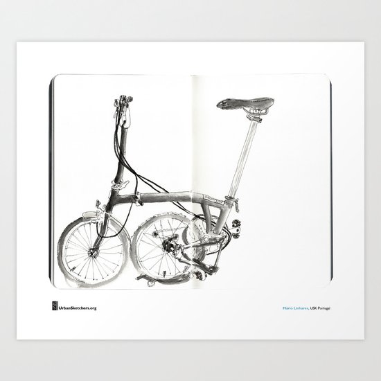 Mário Linhares, "Brompton Bicycle" Art Print