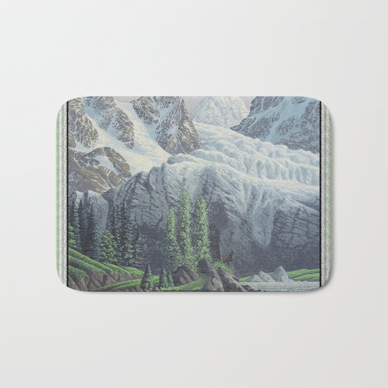 HIDDEN TOWER IN THE INLAND PASSAGE VINTAGE OIL PAINTING Bath Mat