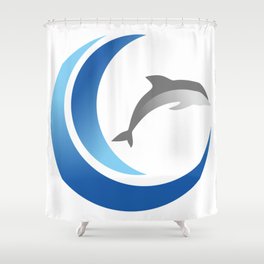 dolphin with wave rolls Shower Curtain