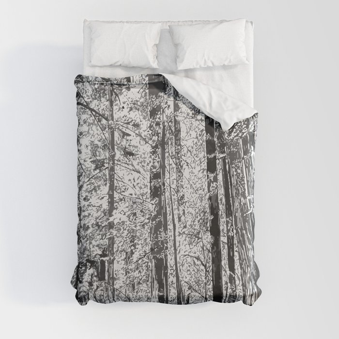 Euphoric Forest in Black & White Duvet Cover