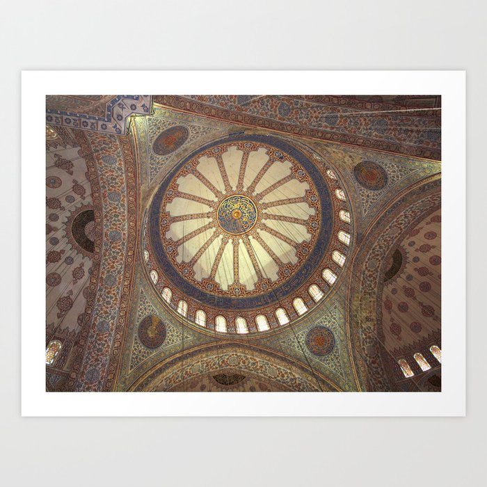 Blue Mosque Interior Istanbul Turkey Art Print By Krissiddesigns