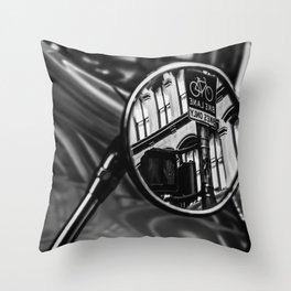 Mirror reflection of New York City SoHo street in Manhattan black and white Throw Pillow