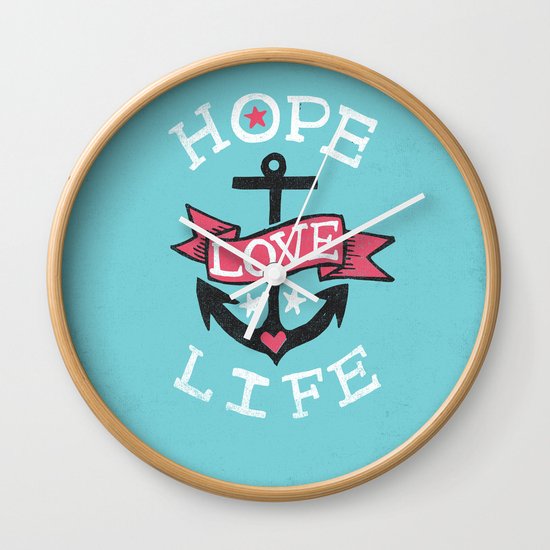 HOPE LOVE LIFE - ANCHOR Wall Clock