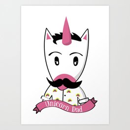 Unicorn Dad Art Print | Eyes, Graphicdesign, Hipster, Digital, Unicorn, Fun, Pink, Magic, Giftfordad, Dad 