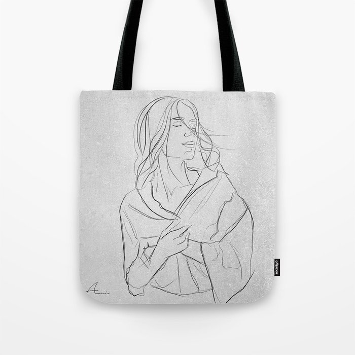 Heart "one line" Tote Bag