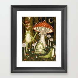 mushroom forest yoga Framed Art Print