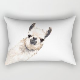 Sneaky Llama White Rectangular Pillow