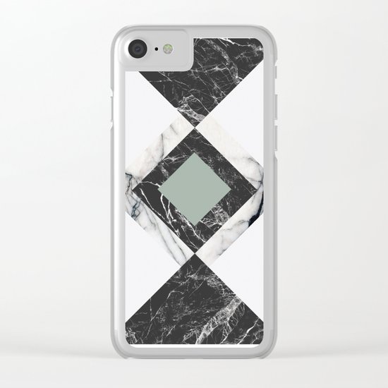Green Marble Clear iPhone Case