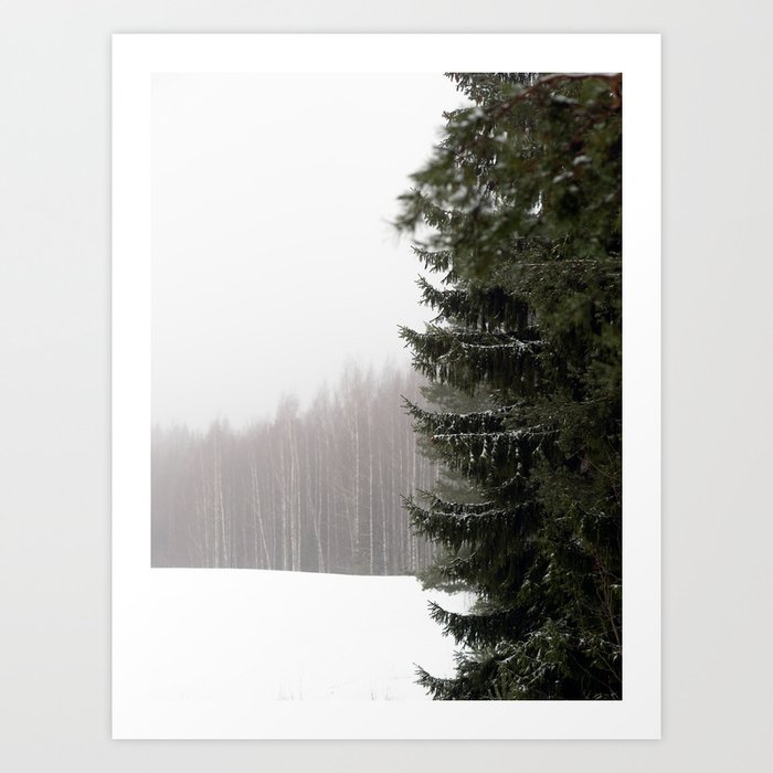 Pine Tree in Winter Landscape Finland Art Print