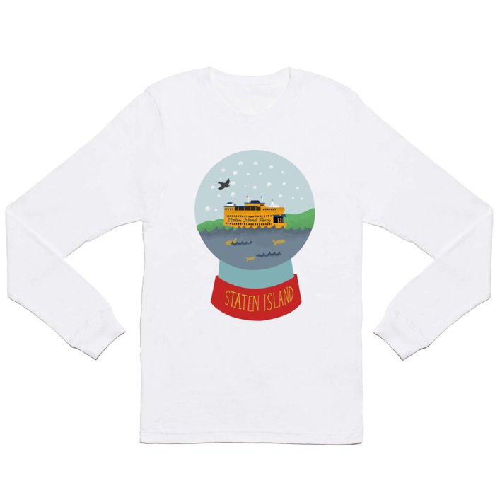 Staten Island Ferry, Snow globe, souvenir, new york city, nyc Long Sleeve T Shirt