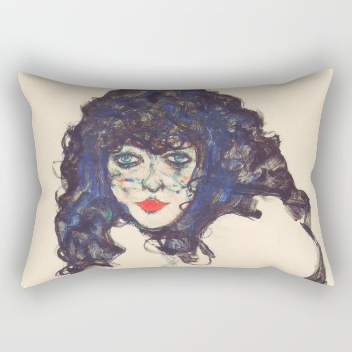 Egon Schiele "Frau mit schwarzem Haar (Woman with black hair)" Rectangular Pillow