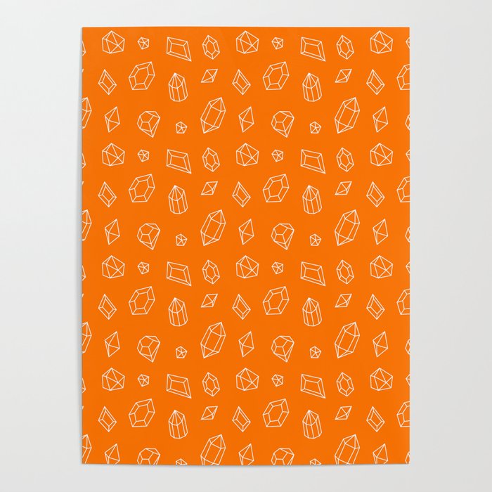 Orange and White Gems Pattern Poster