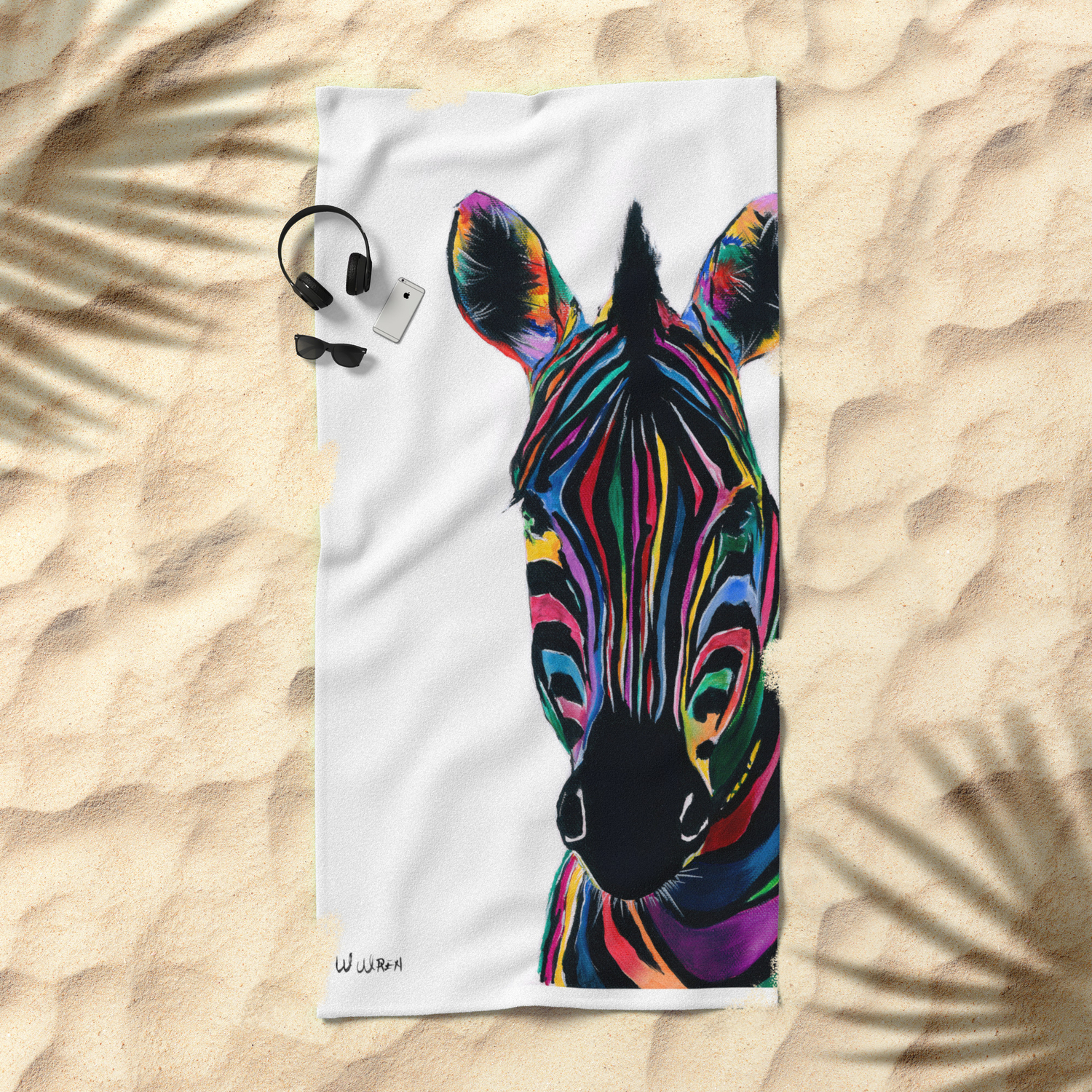 Original Yin And Yang Abstract Zebra Painting Beach Towel By