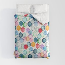 Watercolour Rainbow Hexagons Comforter