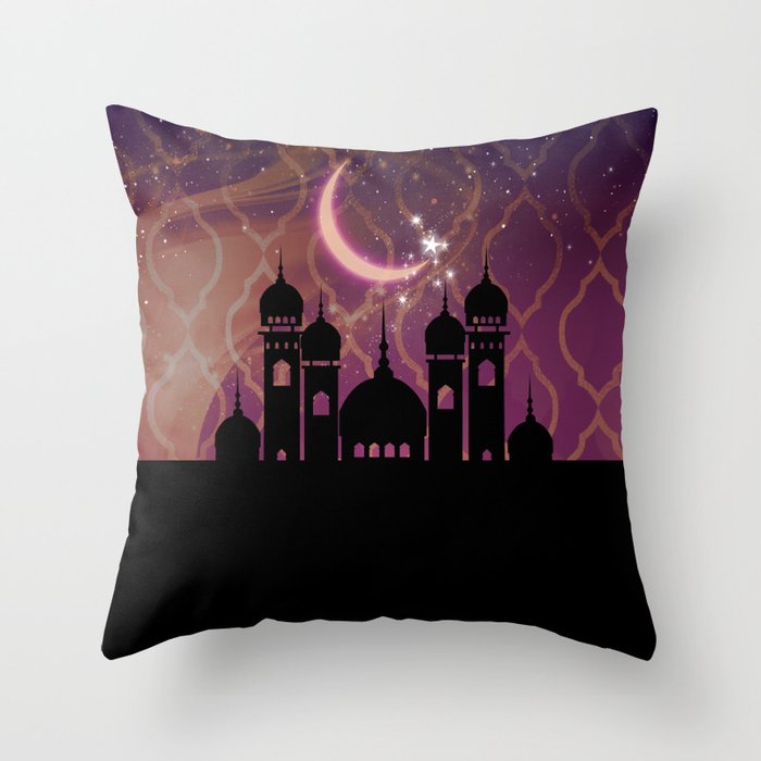 Purple & Gold Arabian Nights Half Moon Throw Pillow