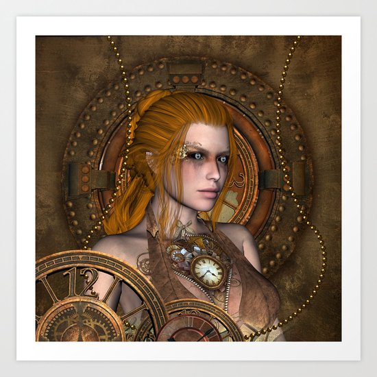 Steampunk, amazing steampunk women Art Print