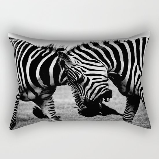 Let's Fight! // Wildlife Zebra Black Adn White Photography #society6 #art #prints Rectangular Pillow