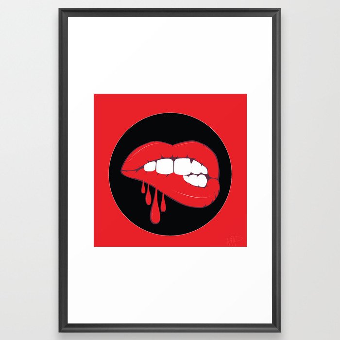 Red Lip Drip Framed Art Print