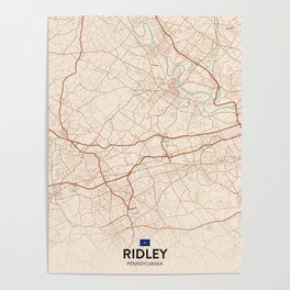 Ridley, Pennsylvania, United States - Vintage City Map Poster